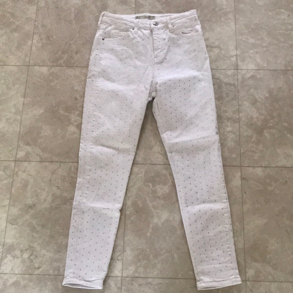 TOPSHOP White Sparkle Jamie Sknny Jeans w28